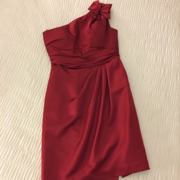 🌹One-shoulder satin dress with bow - Picture 3 of 6